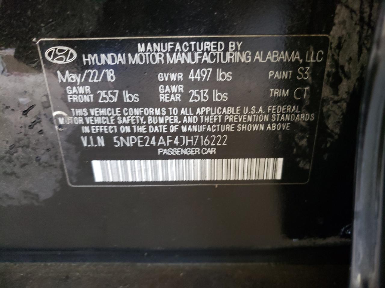 Photo 11 VIN: 5NPE24AF4JH716222 - HYUNDAI SONATA 