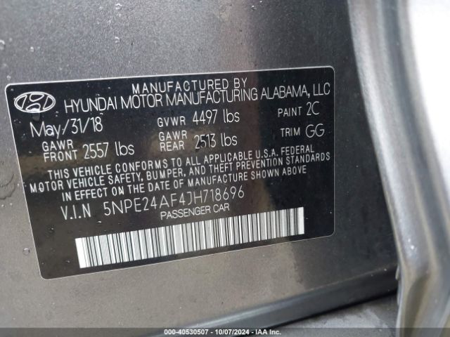 Photo 8 VIN: 5NPE24AF4JH718696 - HYUNDAI SONATA 