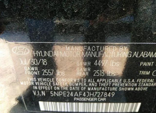 Photo 8 VIN: 5NPE24AF4JH727849 - HYUNDAI SONATA 