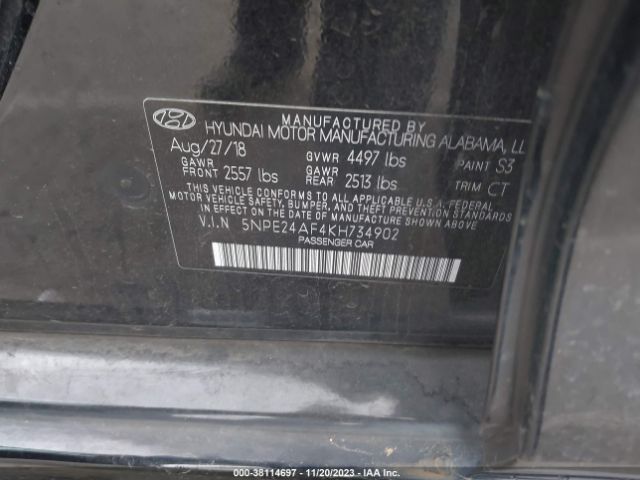 Photo 8 VIN: 5NPE24AF4KH734902 - HYUNDAI SONATA 