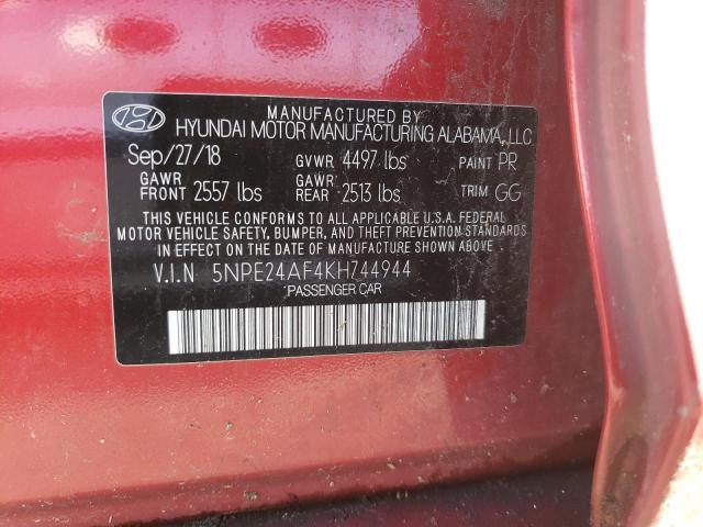 Photo 9 VIN: 5NPE24AF4KH744944 - HYUNDAI SONATA SE 