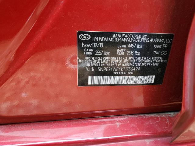 Photo 9 VIN: 5NPE24AF4KH756494 - HYUNDAI SONATA SE 