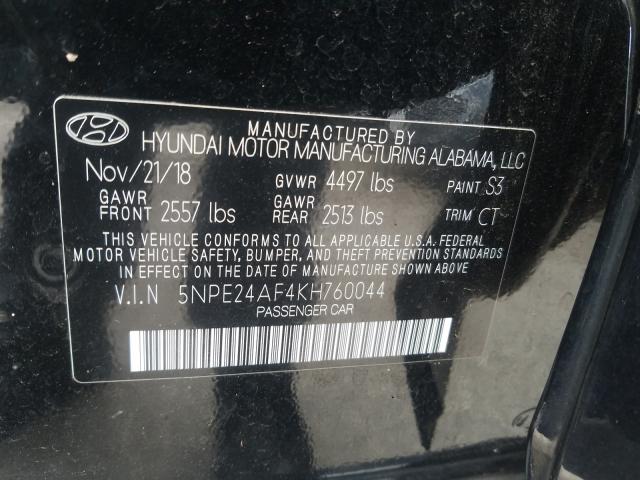 Photo 9 VIN: 5NPE24AF4KH760044 - HYUNDAI SONATA SE 