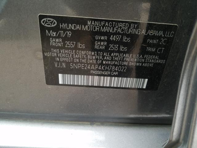 Photo 9 VIN: 5NPE24AF4KH784022 - HYUNDAI SONATA SE 