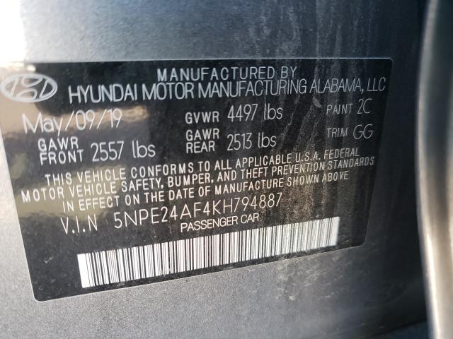 Photo 9 VIN: 5NPE24AF4KH794887 - HYUNDAI SONATA SE 