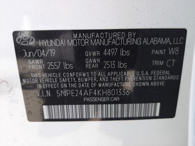 Photo 9 VIN: 5NPE24AF4KH801336 - HYUNDAI SONATA SE 