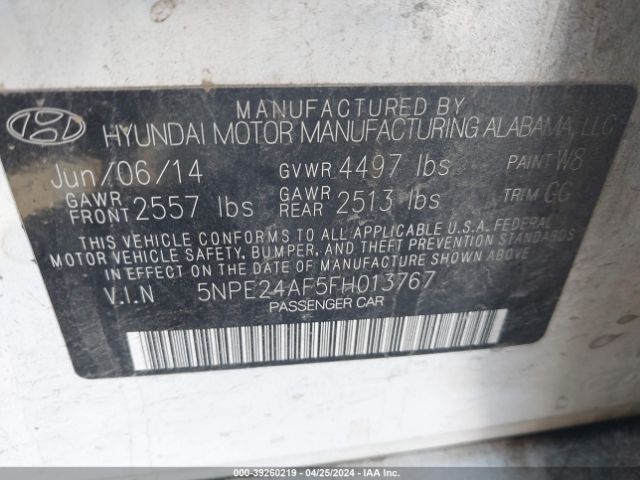 Photo 8 VIN: 5NPE24AF5FH013767 - HYUNDAI SONATA 