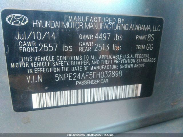 Photo 8 VIN: 5NPE24AF5FH032898 - HYUNDAI SONATA 