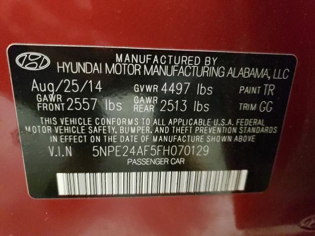 Photo 9 VIN: 5NPE24AF5FH070129 - HYUNDAI SONATA SE 