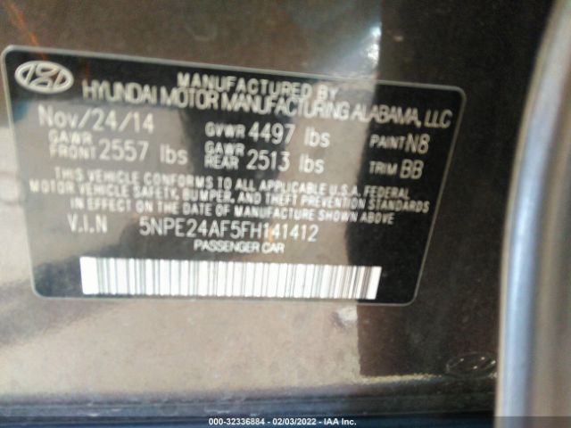 Photo 8 VIN: 5NPE24AF5FH141412 - HYUNDAI SONATA 