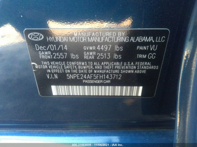 Photo 8 VIN: 5NPE24AF5FH143712 - HYUNDAI SONATA 