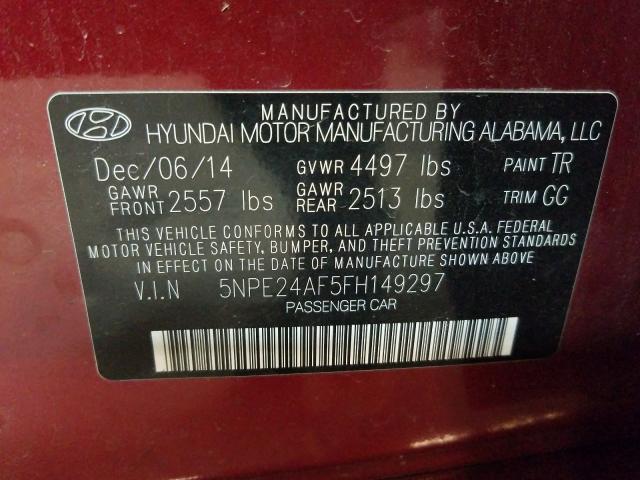 Photo 9 VIN: 5NPE24AF5FH149297 - HYUNDAI SONATA 