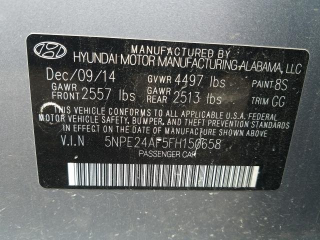 Photo 9 VIN: 5NPE24AF5FH150658 - HYUNDAI SONATA SE 