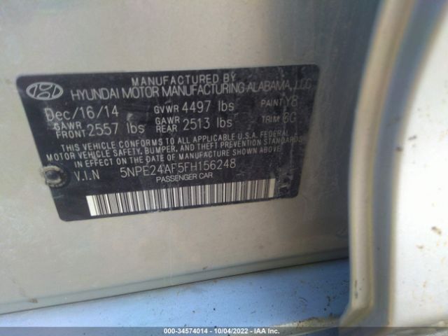 Photo 8 VIN: 5NPE24AF5FH156248 - HYUNDAI SONATA 