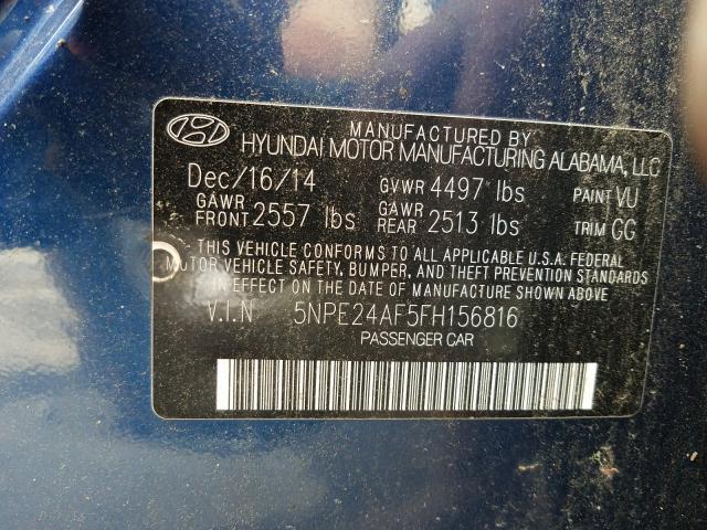 Photo 9 VIN: 5NPE24AF5FH156816 - HYUNDAI SONATA SE 