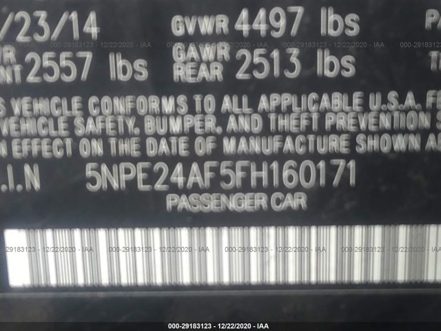 Photo 8 VIN: 5NPE24AF5FH160171 - HYUNDAI SONATA 