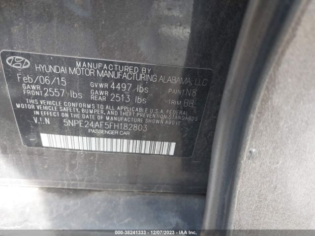 Photo 8 VIN: 5NPE24AF5FH182803 - HYUNDAI SONATA 