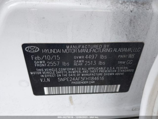 Photo 8 VIN: 5NPE24AF5FH184616 - HYUNDAI SONATA 