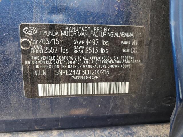 Photo 11 VIN: 5NPE24AF5FH200216 - HYUNDAI SONATA SE 