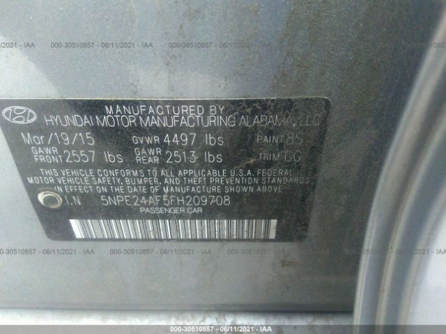 Photo 8 VIN: 5NPE24AF5FH209708 - HYUNDAI SONATA 