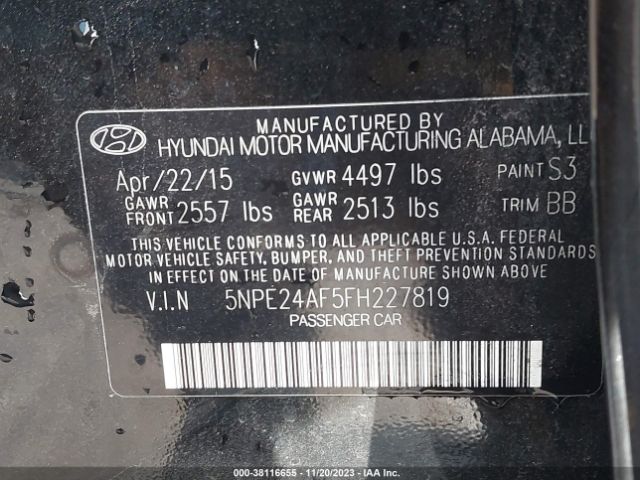 Photo 8 VIN: 5NPE24AF5FH227819 - HYUNDAI SONATA 