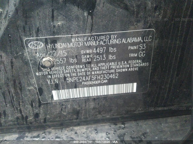 Photo 8 VIN: 5NPE24AF5FH230462 - HYUNDAI SONATA 