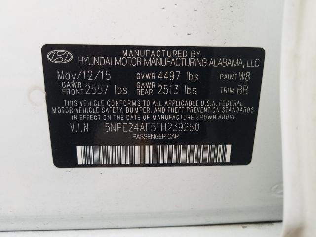 Photo 9 VIN: 5NPE24AF5FH239260 - HYUNDAI SONATA SE 