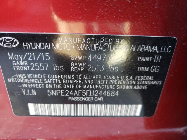 Photo 9 VIN: 5NPE24AF5FH244684 - HYUNDAI SONATA SE 