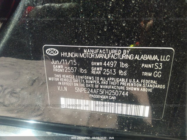 Photo 8 VIN: 5NPE24AF5FH250744 - HYUNDAI SONATA 