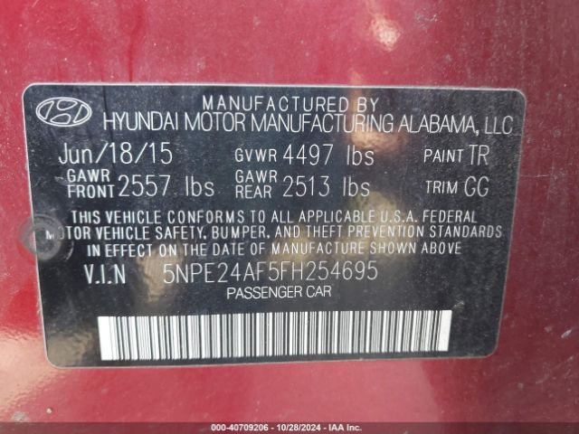 Photo 8 VIN: 5NPE24AF5FH254695 - HYUNDAI SONATA 