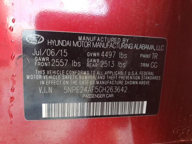 Photo 9 VIN: 5NPE24AF5GH263642 - HYUNDAI SONATA SE 