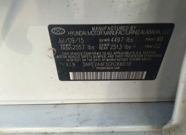 Photo 8 VIN: 5NPE24AF5GH266038 - HYUNDAI SONATA 