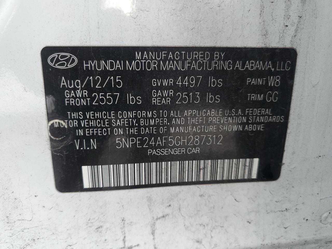 Photo 11 VIN: 5NPE24AF5GH287312 - HYUNDAI SONATA 