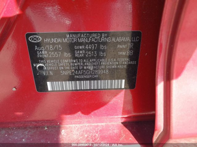 Photo 8 VIN: 5NPE24AF5GH289948 - HYUNDAI SONATA 