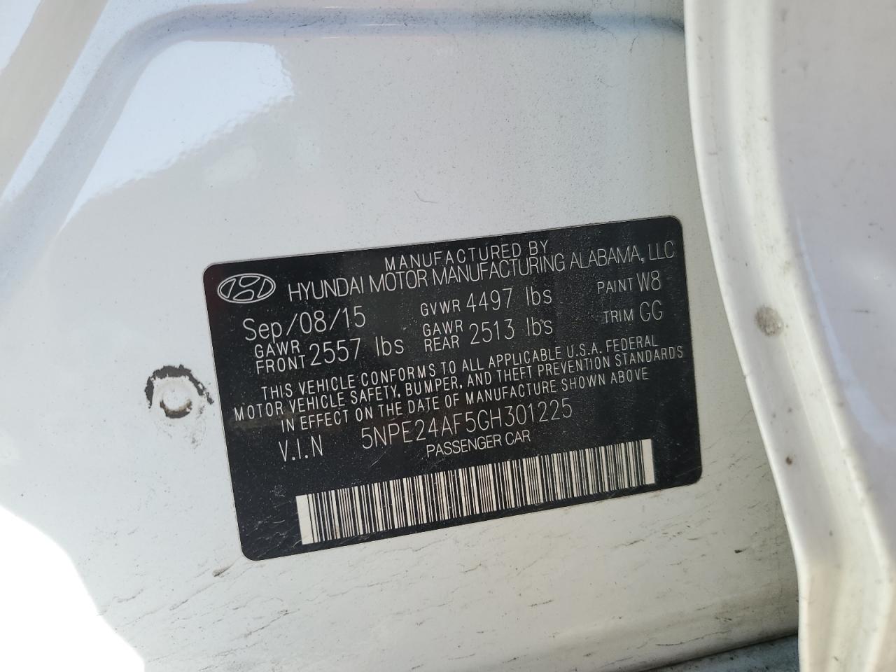 Photo 11 VIN: 5NPE24AF5GH301225 - HYUNDAI SONATA 