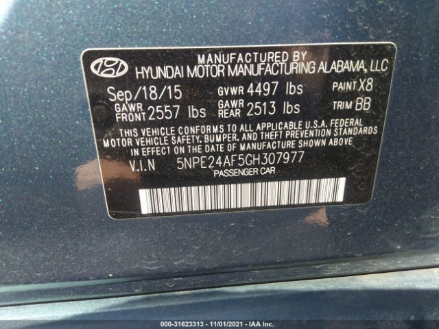 Photo 8 VIN: 5NPE24AF5GH307977 - HYUNDAI SONATA 