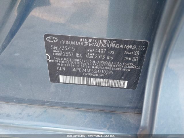 Photo 8 VIN: 5NPE24AF5GH310295 - HYUNDAI SONATA 