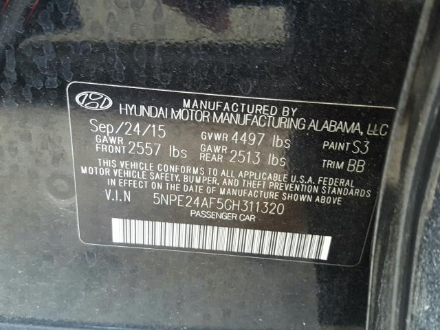 Photo 9 VIN: 5NPE24AF5GH311320 - HYUNDAI SONATA 