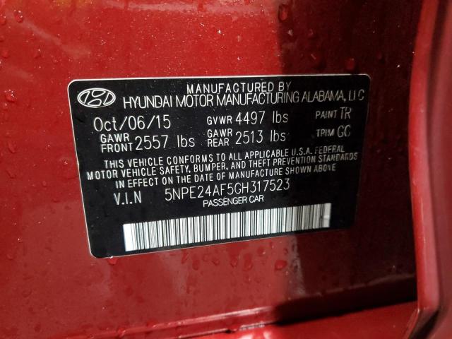 Photo 11 VIN: 5NPE24AF5GH317523 - HYUNDAI SONATA SE 