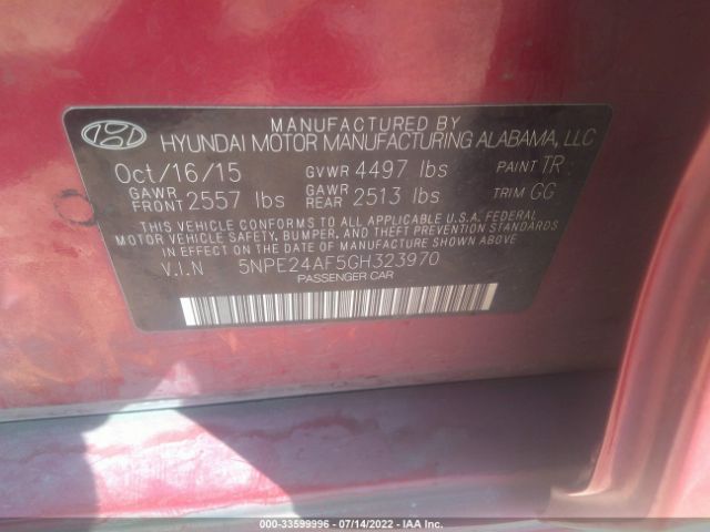 Photo 8 VIN: 5NPE24AF5GH323970 - HYUNDAI SONATA 