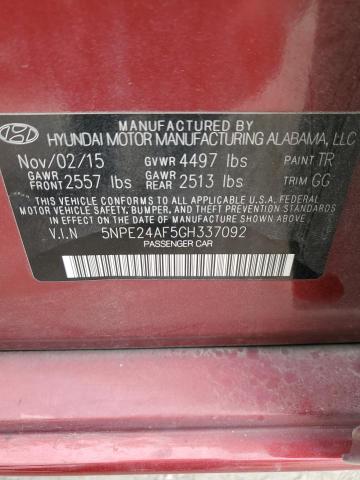 Photo 12 VIN: 5NPE24AF5GH337092 - HYUNDAI SONATA 