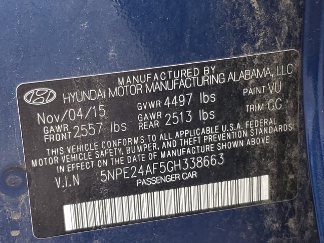 Photo 9 VIN: 5NPE24AF5GH338663 - HYUNDAI SONATA SE 