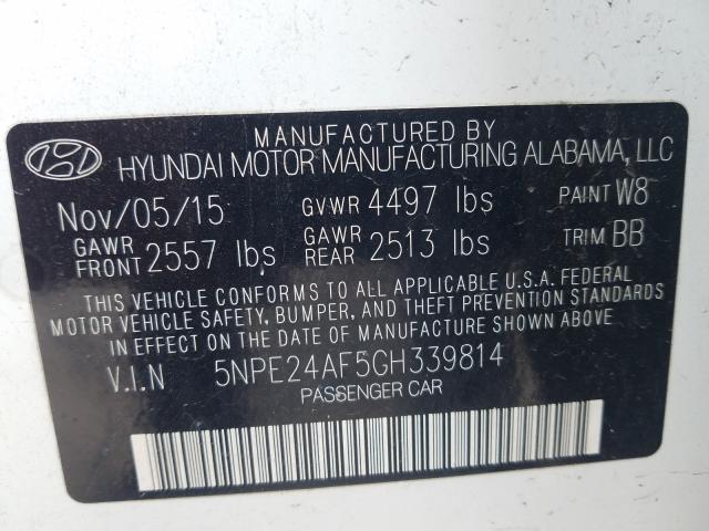 Photo 9 VIN: 5NPE24AF5GH339814 - HYUNDAI SONATA 