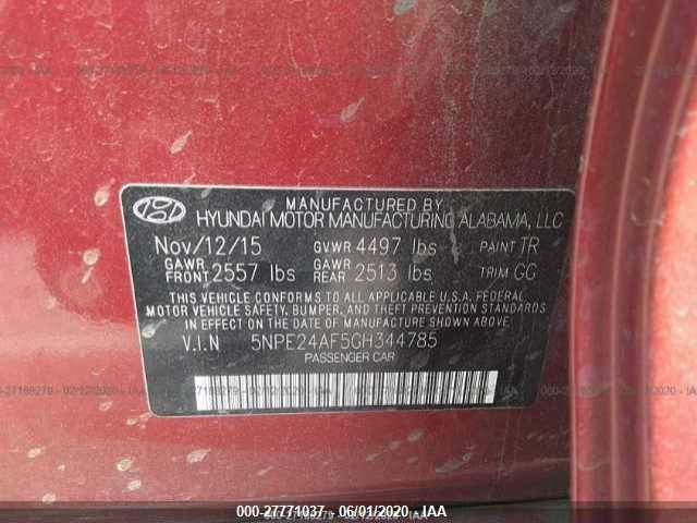 Photo 8 VIN: 5NPE24AF5GH344785 - HYUNDAI SONATA 