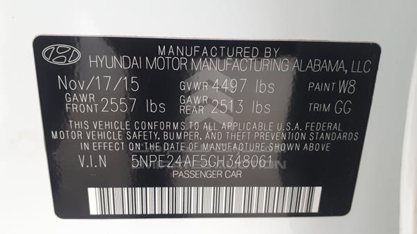 Photo 2 VIN: 5NPE24AF5GH348061 - HYUNDAI SONATA 