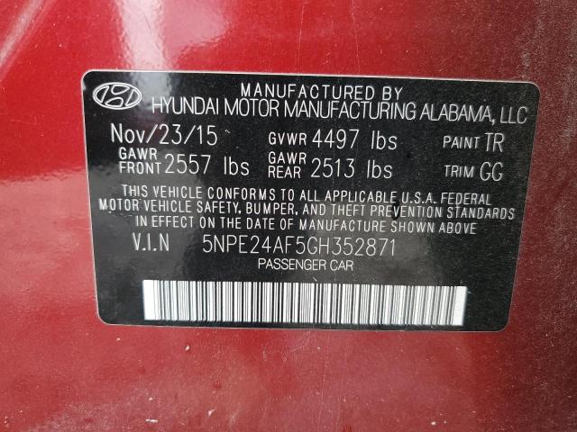 Photo 9 VIN: 5NPE24AF5GH352871 - HYUNDAI SONATA SE 