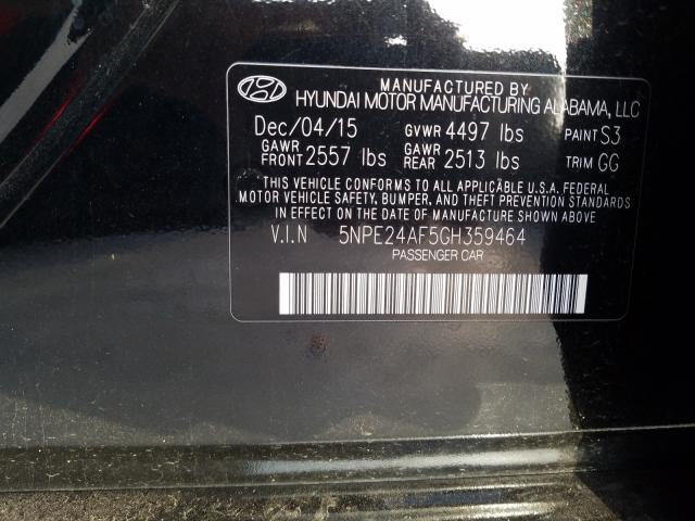 Photo 9 VIN: 5NPE24AF5GH359464 - HYUNDAI SONATA SE 