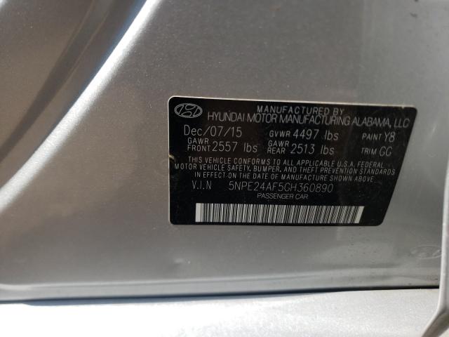 Photo 9 VIN: 5NPE24AF5GH360890 - HYUNDAI SONATA SE 