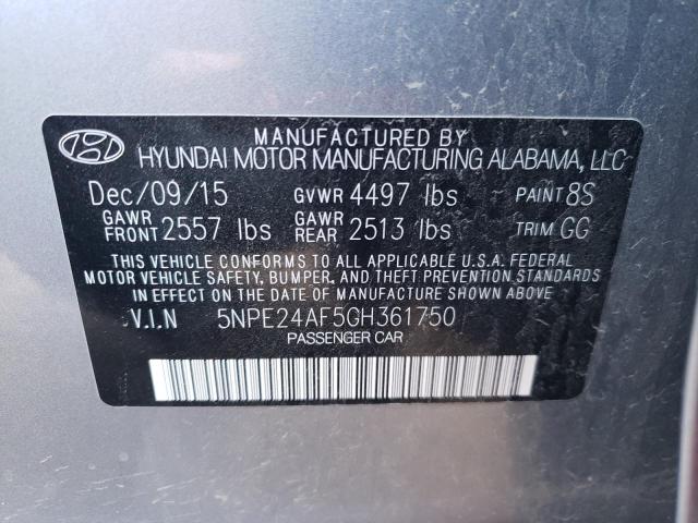 Photo 9 VIN: 5NPE24AF5GH361750 - HYUNDAI SONATA SE 