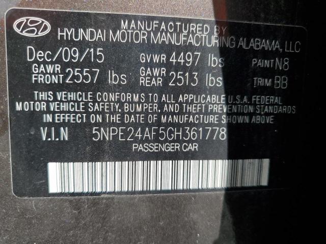 Photo 11 VIN: 5NPE24AF5GH361778 - HYUNDAI SONATA SE 